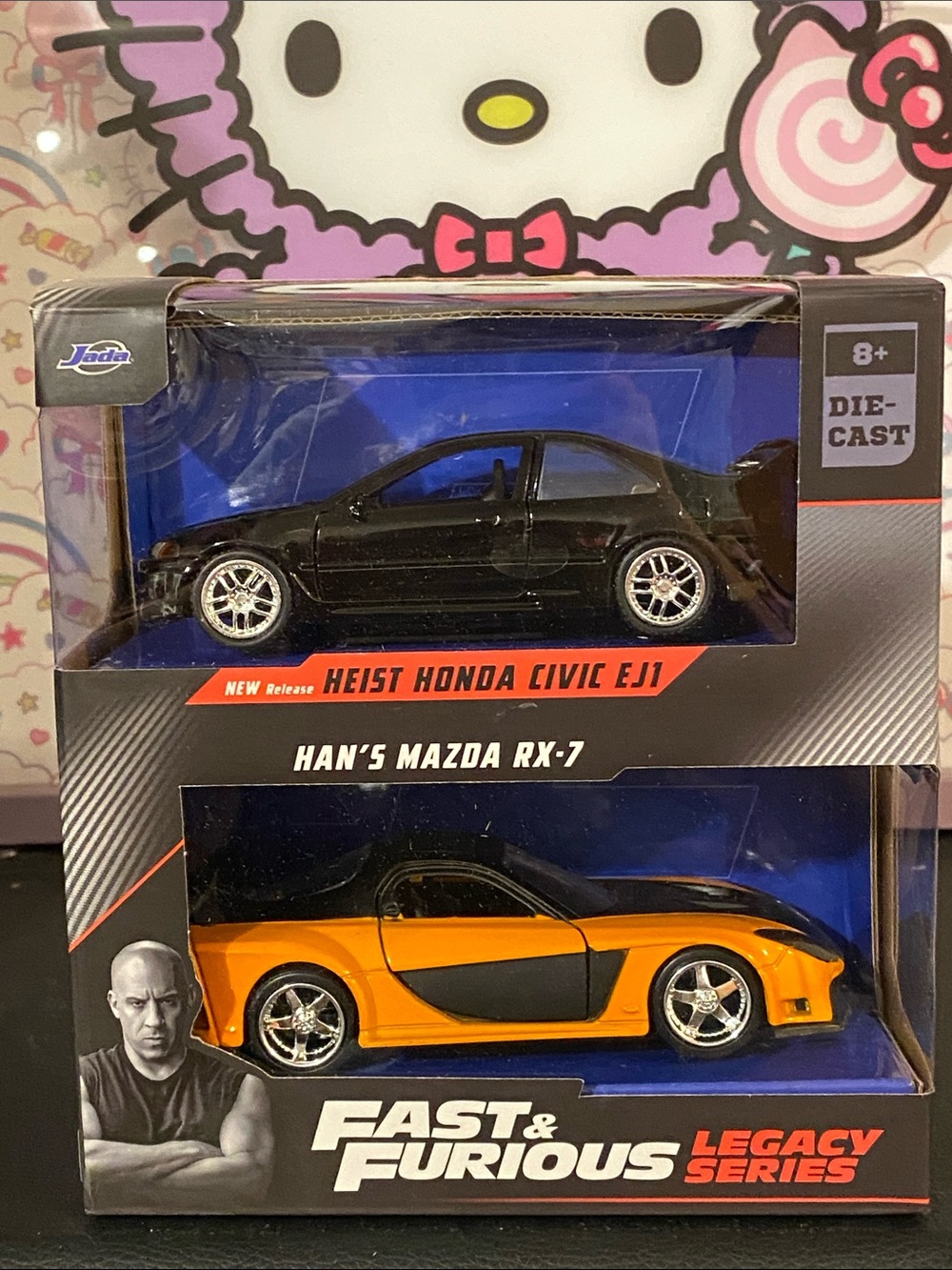 NIB 1:32 F&FDie-Cast Heist Honda Civic & Han's Mazda RX-7 🧡🖤